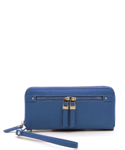 Saffiano Fashion Zipper Wallet Wristlet TW0001 BLUE/